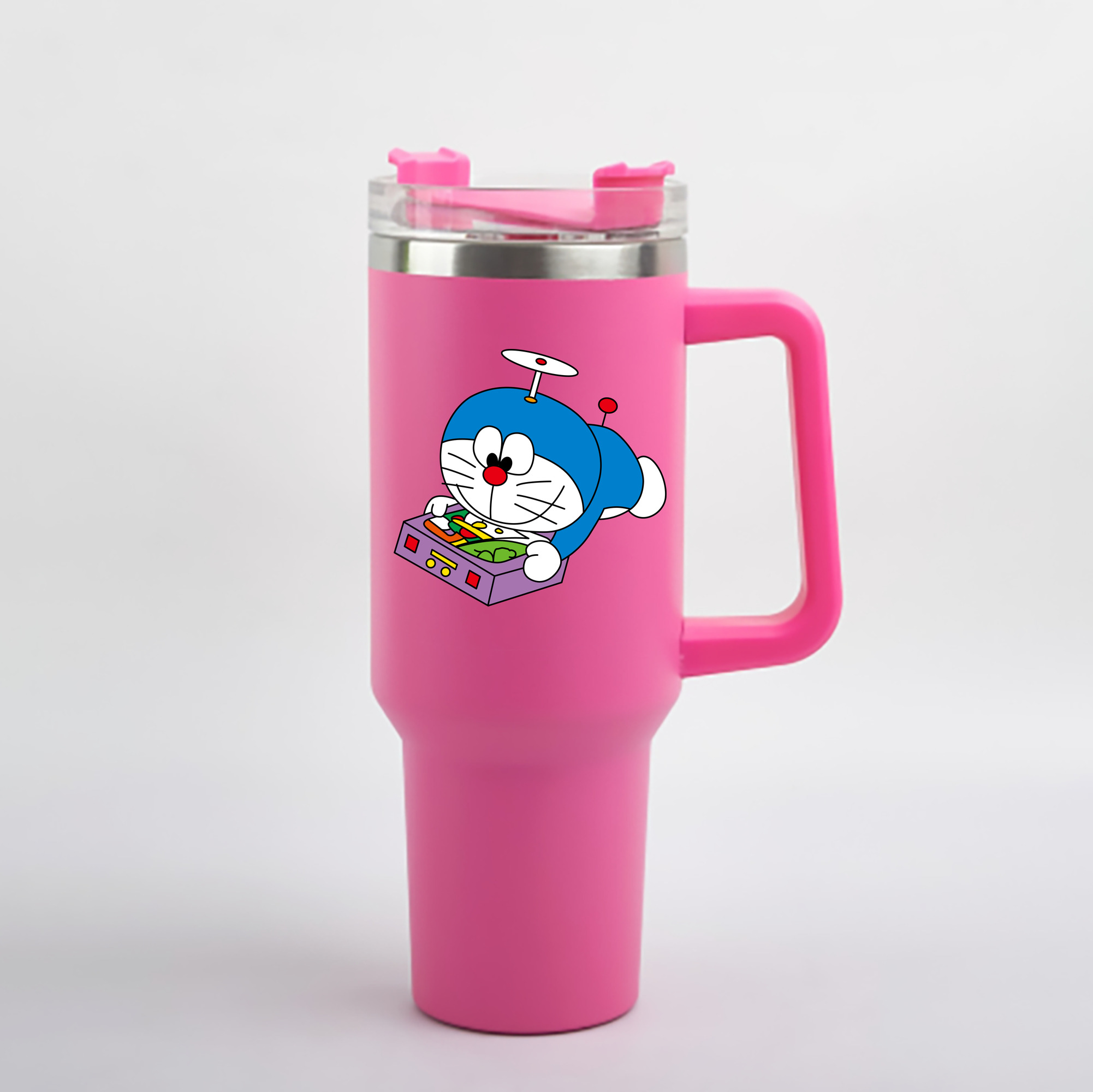 （画像用） ドラえもん Doraemon 1200mL車用タンブラー - クリスタルステッカー（プラスチックストロー付き）